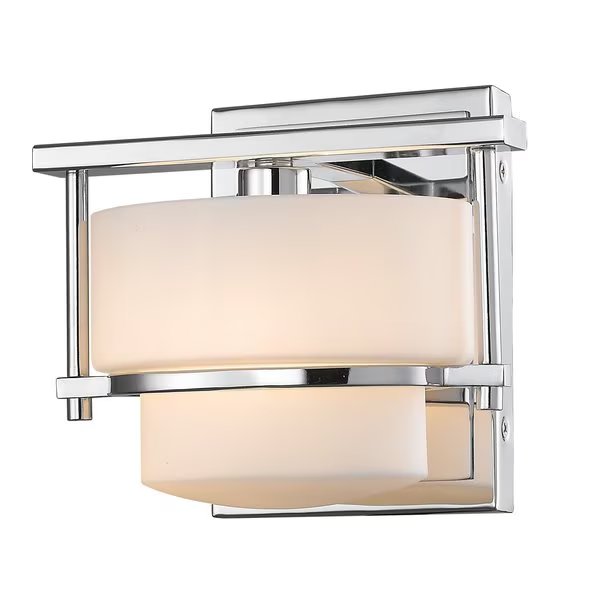 Porter 1 Light Wall Sconce, Chrome & Matte Opal, Z-Lite, Mfr#: 3030-1S-CH-LED